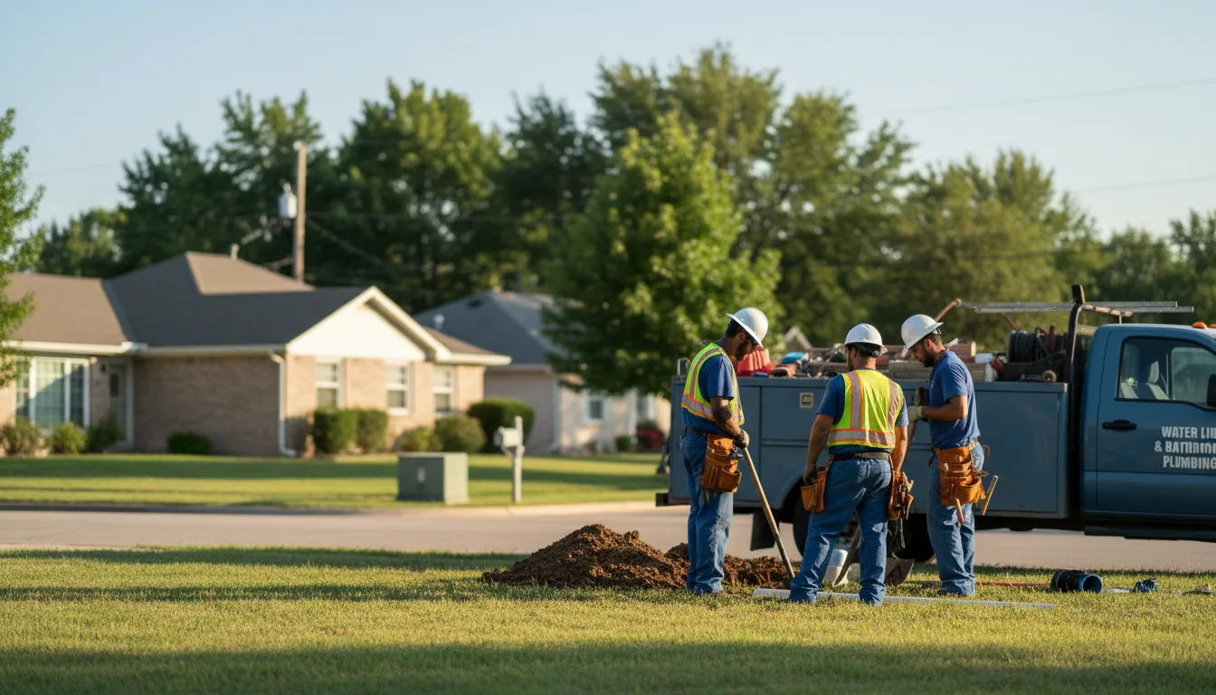 Residential water line and bathroom plumbing service in Burbank, OK